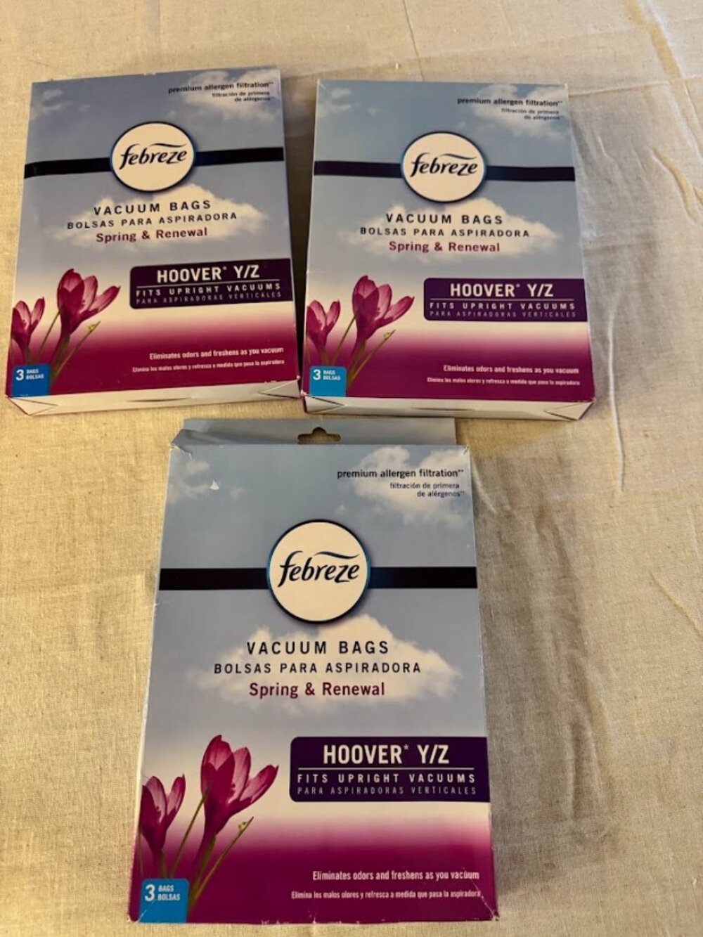 Bissell Febreeze Hoover Style Y/Z Premium Allergen Vacuum Bags Set of 3 Total 12